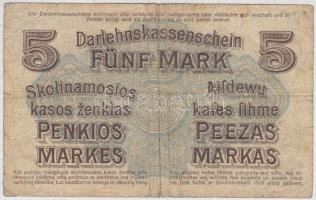 Német Birodalom / Darlehnskassenschein Ost / Kowno 1918. 5M T:III,III-
German Empire / Darlehnskass...