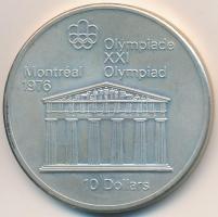 Kanada 1974. 10$ Ag "Montreali olimpia - Zeusz-templom" T:2  Canada 1974. 10 Dollars Ag "Montreal Olympic Games - Temple of Zeus" C:XF