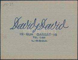 cca 1910 Lissaboni ágyneműbolt kézzel festett reklámlártyája / Pochoir art Deco Lisboa Store DAVID &...