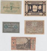 Németország / Weimari Köztársaság 1918-1921. 5db klf szükségpénz, közte Annaburg, Berlin, Darmstadt T:III,III- Germany / Weimar Republic 1918-1921. 5pcs of diff necessity notes, including Annaburg, Berlin, Darmstadt C:F,VG