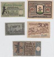 Németország / Weimari Köztársaság 1918-1921. 5db klf szükségpénz, közte Annaburg, Berlin, Darmstadt ...