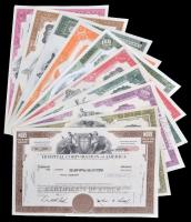 Amerikai Egyesült Államok 1969-1976. 10db klf részvény perforációval, bélyegzésekkel, lyukasztással érvénytelenítve T:I,I- USA 1969-1976. 10pcs of diff shares, with perforations, stamps, cancelled by holes C:UNC,AU