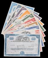 Amerikai Egyesült Államok 1961-1979. 10db klf részvény perforációval, bélyegzésekkel, lyukasztással érvénytelenítve T:I-III USA 1961-1979. 10pcs of diff shares, with perforations, stamps, cancelled by holes C:UNC-F