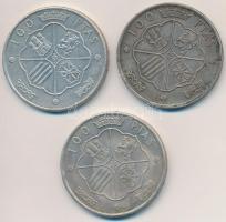 Spanyolország 1966. 100P Ag "Caudillo" (3x) T:2,2- patina
Spain 1966. 100 Pesetas Ag &quo...
