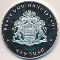 NSZK 1989. "800 éves a kikötő és Hamburg" Ag emlékérem (20,12g/0.999/40mm) T:PP ujjlenyoma...