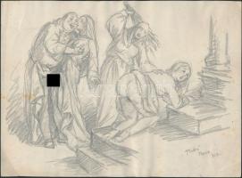 1922 André Paris 922 jelzéssel: két frivol rajz. Ceruza papír. / 1922 Vintage sexual graphics 2 drawings 28x21 cm