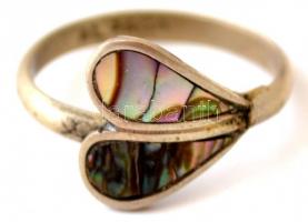 Mexikói alpakka gyöngyházberakásos fülbevaló és gyűrű