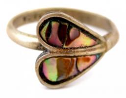 Mexikói alpakka gyöngyházberakásos fülbevaló és gyűrű