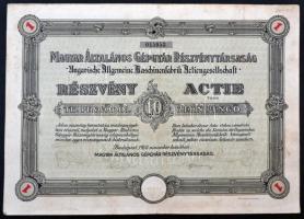 Budapest 1926. "Magyar Általános Gépgyár Részvénytársaság" részvénye 10P-ről, szelvényekkel és szárazpecséttel T:II-,III