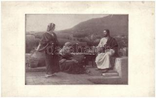Mária és Mártha; Luk. ev. 10:38-42; kapható a Sylvester könyvkereskedésben / Religious postcard