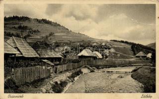 Ökörmező, Mizhhirya; házak a folyó parton, kiadja Steinberg testvérek / houses on the river bank (EB)