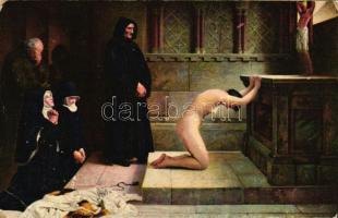 Die Entsagung / Erotic nude art postcard s: Philip Hermogenes Calderon (EK)