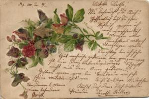 Flower greeting card, decorated litho (EK)
