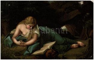 Büssende Magdalena / Erotic art postcard, K.N.G. Serie 503. s: Pompeo Batoni (EK)
