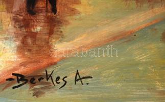 Berkes jelzéssel: Utca részlet. Olaj,  karton, 50×59 cm