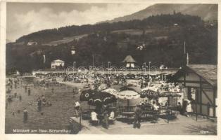 Millstatt am See, Strandbad / beach, bathing people, Marchetti's Buffet