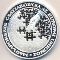 2003. "Magyarország Csatlakozása az Európai Unióhoz" Ag emlékérem gyűjtői tokban (31,37g/0.999/42,5mm) T:PP