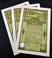 Budapest 1920. "Budapest Székesfőváros" kötelezvények 1000K-ról (3x) sorszámkövetők, mindh...