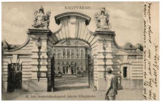 Nagyvárad, Oradea; Honvédapód iskola főbejárata / military school entry