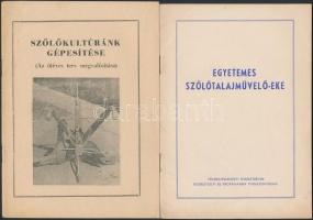 1953-1956 2 db szőlészeti ismeretterjesztő füzet: Szőlőkultúránk gépesítése (Bp., 1953); Egyetemes szőlőtalajművelő-eke (Bp., 1956), jó állapotban