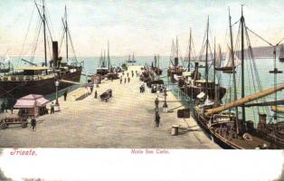 Trieste, Molo San Carlo / port, steam and sailing ships
