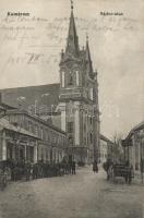 Komárom, Nádor utca, Szent András templom, Leisz Nándor üzlete / church, shop