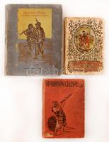 Daniel Defoe: Robinson Crusoe, 3 különböző kiadás: Bp., é. n., Franklin; Bp., 1905, Magyar Könyvkiadó Társaság; Bp. - Bécs, é. n., Deubler József. Példányonként változó, viseltes állapotban.