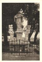 Gödöllő, Nepomuki Szent János szobra; Krummer photo, Storcz B. Mátyás dohánynagyárus kiadása