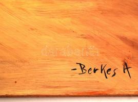 Berkes jelzéssel: Körúti forgatag. Olaj, falemez, 46×60 cm