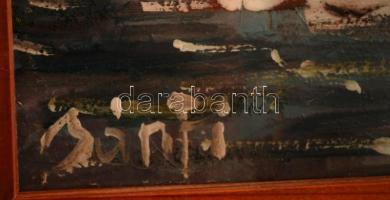 Bánfi jelzéssel: Vitorlások az öbölben. Olaj, karton, üvegezett keretben, 22x31 cm