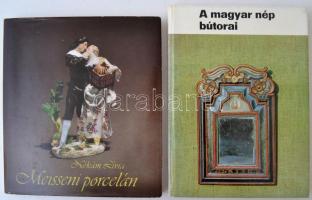 Vegyes művészeti könyvek, 2 db: Nékám Lívia: A meisseni porcelán; K. Csilléry Mária: A magyar nép bútorai.