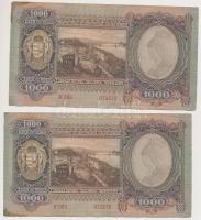1943. 1000P (6x) közeli sorszámúak T:I-,II,II-,III folt, kis szakadás, tűlyuk, sarokhiány