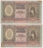 1943. 1000P (5x) közeli sorszámúak T:I-,II,II- folt