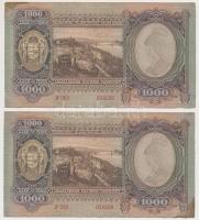 1943. 1000P (5x) közeli sorszámúak T:I-,II,II- folt