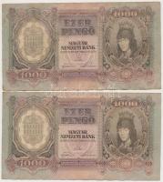1943. 1000P (5x) közeli sorszámúak T:I-,II,II- folt