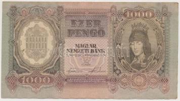 1943. 1000P (3x) közeli sorszámúak T:I-,II,II- folt, kis szakadás