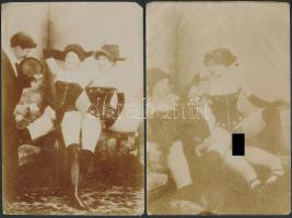 cca 1900 Korabeli pornó fotók, kis szakadással, 14x10cm