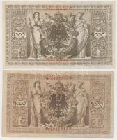 Német Birodalom 1910. 1000M (20x) benne közeli sorszámúak T:II-,III
German Empire 1910. 1000 Mark (...
