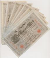 Német Birodalom 1910. 1000M (11x) benne 2db sorszámkövető T:II-,III
German Empire 1910. 1000 Mark (...