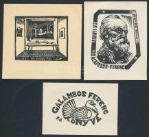 5 db ex libris: Ferry, Vadász, Menyhárt, KB, klisék és fametszetek, jelzettek a metszeten, 5×8-13×18...