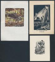 5 db ex libris: AK,DI, Berán, jelzés nélkül, klisék linók és fametszetek, jelzettek a metszeten, 5×8-13×18 cm