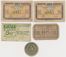 Vegyes: Franciaország 1915-1923. 4db szükségpénz + Belgium / Gent 1916. 50c szükségpénz T:III,III- Mixed: France 1915-1923. 4pcs of necessity notes + Belgium / Ghent 1916. 50 Centimes necessity note C:F,VG