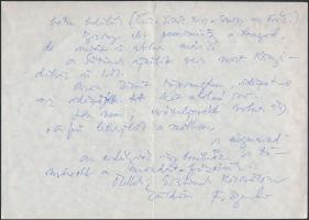 1987 Fodor András (1929-1997) Kossuth-díjas költő, esszéíró, autográf levele Dr. Szirmay Endre (1920...