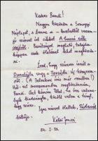 1984 Káldi János (1922-1991)  író, költő.autográf levele Dr. Szirmay Endre (1920-2013) ny. főiskolai tanár, költő, író, műfordító részére.