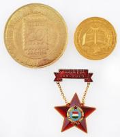 9db vegyes magyar és külföldi szocialista plakett, emlékérem, kitüntetés főleg tokban, közte 1954. &...