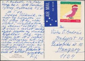 1988 Radnóti Miklósné Gyarmati Fanni (1912-2014) kézzel írt, a Sydney-ben élő rokonoktól küldött levelezőlapja Vértes O. András (1911-1997) nyelvész részére a kinti családi élet tárgyában
