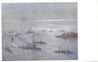 Ütközet az Otranto-szorosban 1917. május 15-én: Bevonulás az ütközet után / WWI sea battle, K.u.K. Kriegsmarine s: Seits