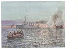 Ütközet az Otranto szorosban 1917. május 15-én: Ő F. Saida hajója halászgőzösöket süllyeszt el / WWI sea battle, K.u.K. Kriegsmarine s: Seits