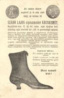 Kecskemét, Szabó Lajos cipészmester reklám képeslapja / Hungarian shoemaker's advertising postcard