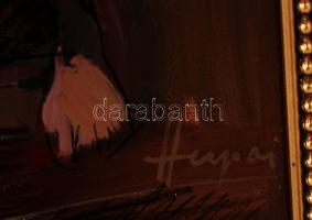 Herpai Zoltán (1951-2011): Cirkuszban. Olaj, farost, jelzett, fa keretben, 60×50 cm